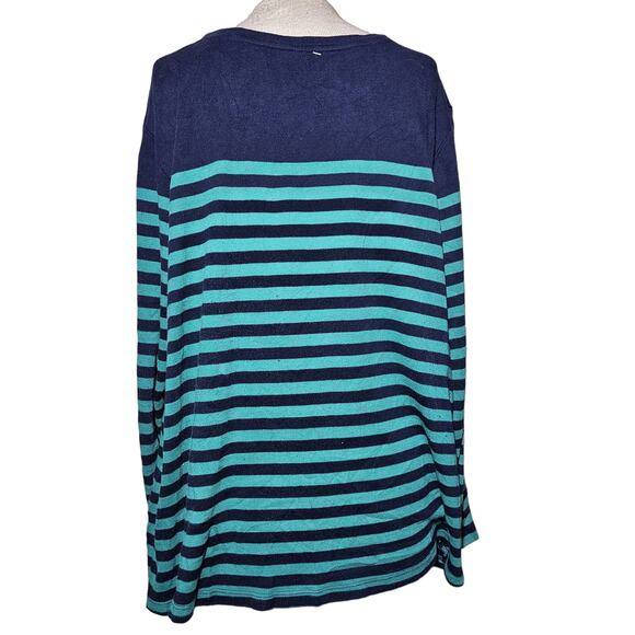 Teal and Blue Striped Long Sleeve Top Size 1X - Picture 2 of 4